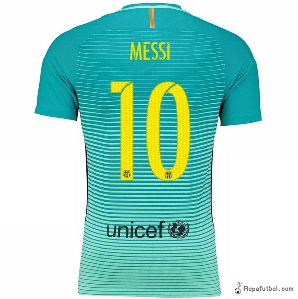 Camiseta Barcelona Replica Tercera Ropa Messi 2016/17 Claro Azul